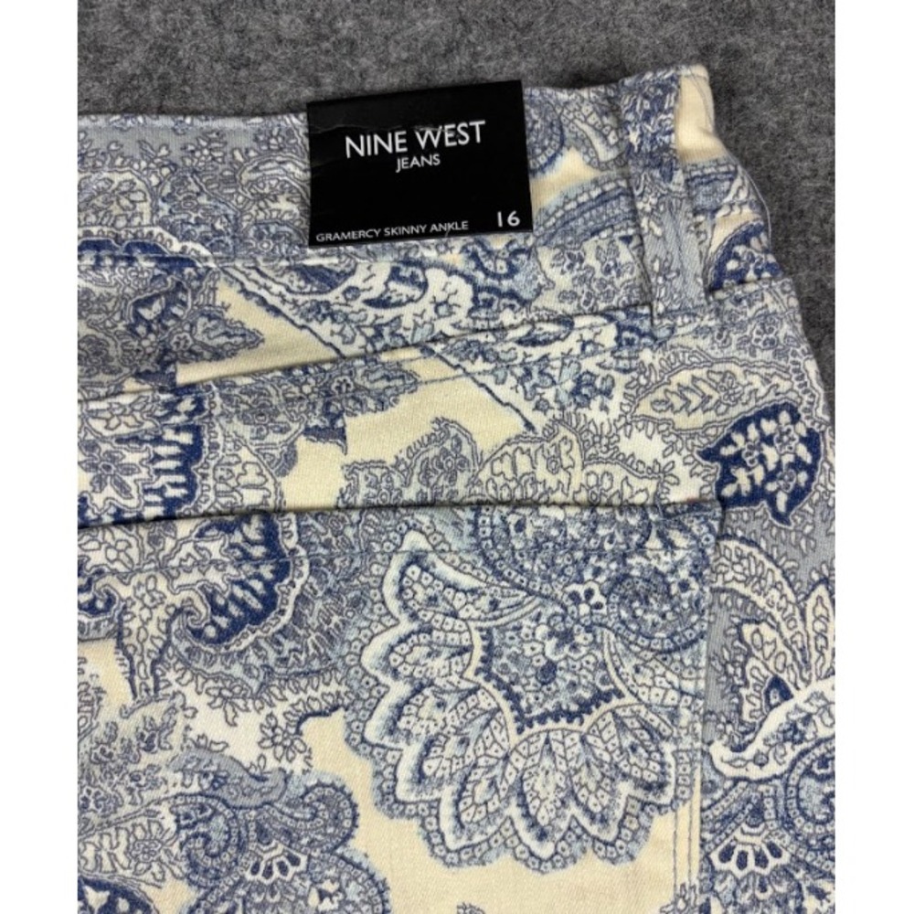 Nine West Gramercy Skinny Ankle Jeans Paisley Blue NWT Women's 16 Stretch Denim - Picture 6 of 8